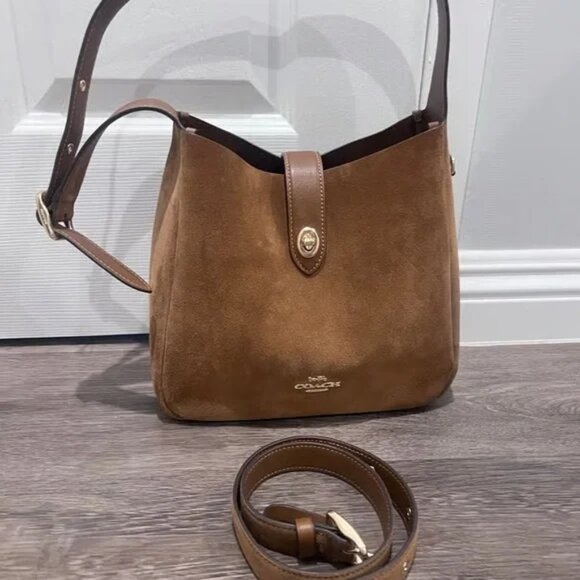 Coach Hadley Convertible Crossbody Bag Suede Brown CW004 - Picture 1 of 4